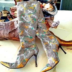 One-of-a-kind Handpainted Italian Leather Boots